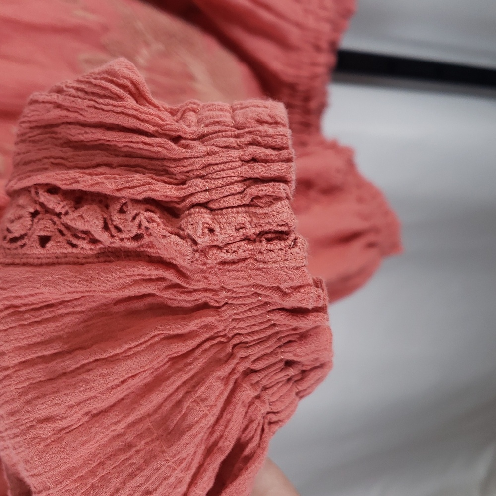 Free People Dusty Rose Maria Maria Lace‎ Peasant Blouse with Embroidery - SZ M - Picture 8 of 11